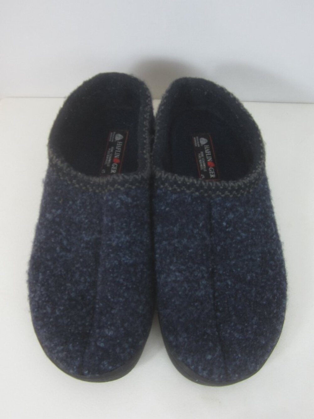Haflinger Men 12 Navy Blue Booiled Wool Mules Slipper EU 45 Made in Germany
